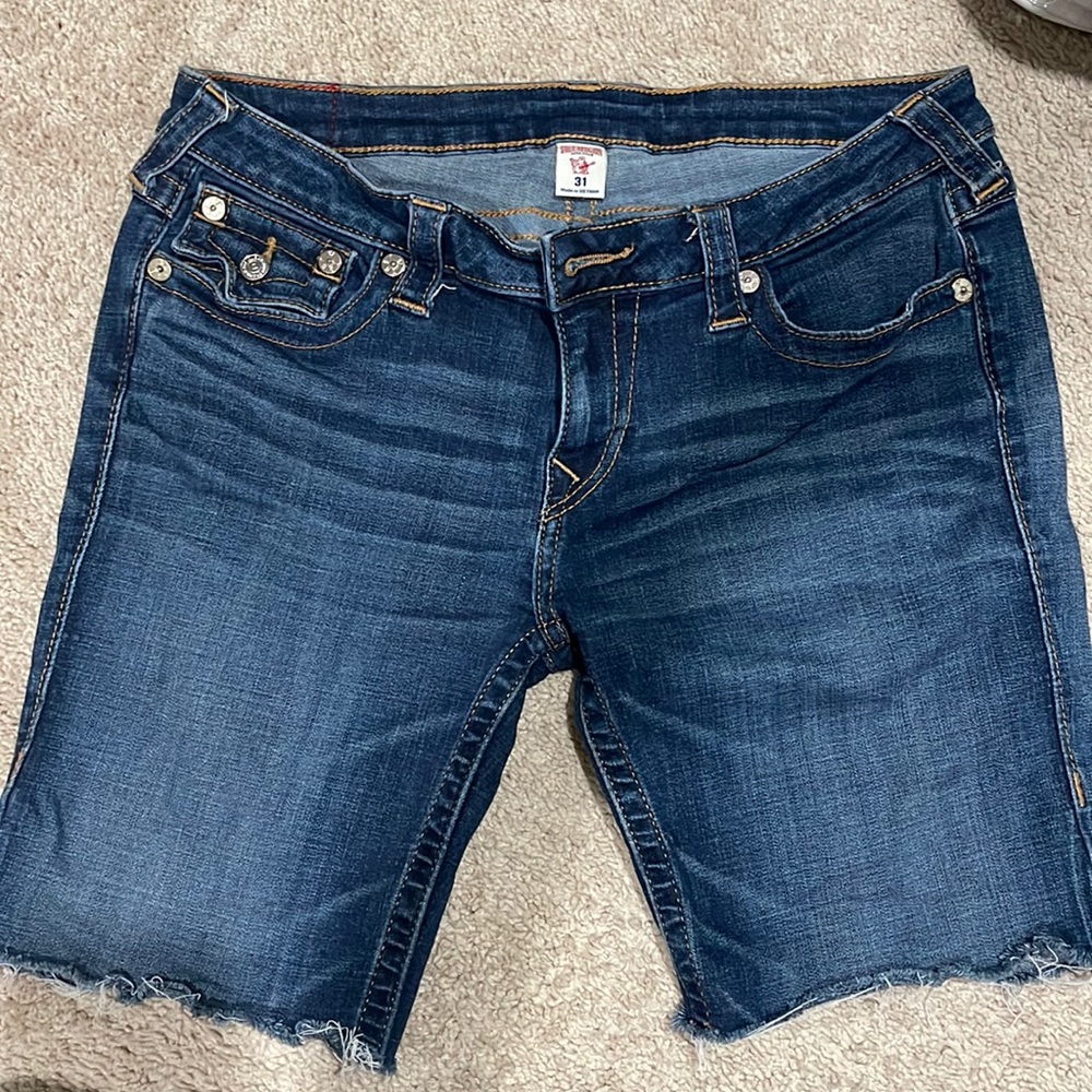 True religion denim shorts